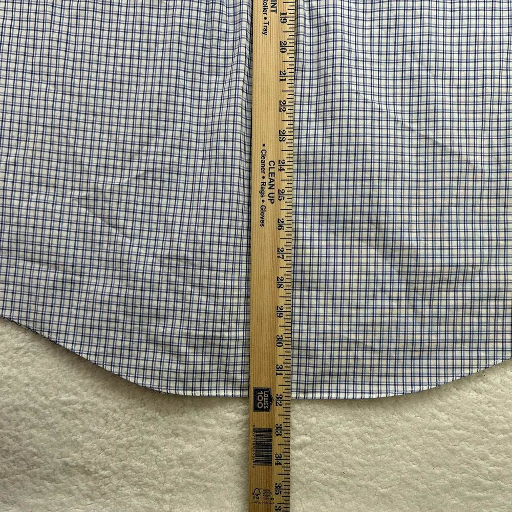 L.L.Bean Shirt Mens Large Regular Wrinkle Resistant Blue Plaid Button Down
